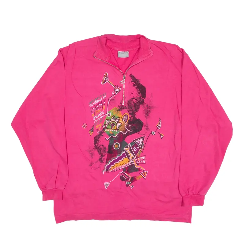 Sweatshirt Pink 1/4 Zip Womens UK 14