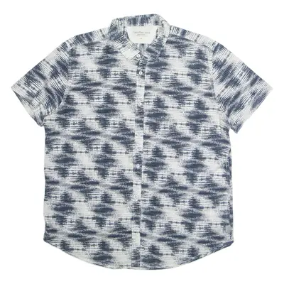 CALVIN KLEIN JEANS Mens Shirt White Crazy Pattern Short Sleeve L
