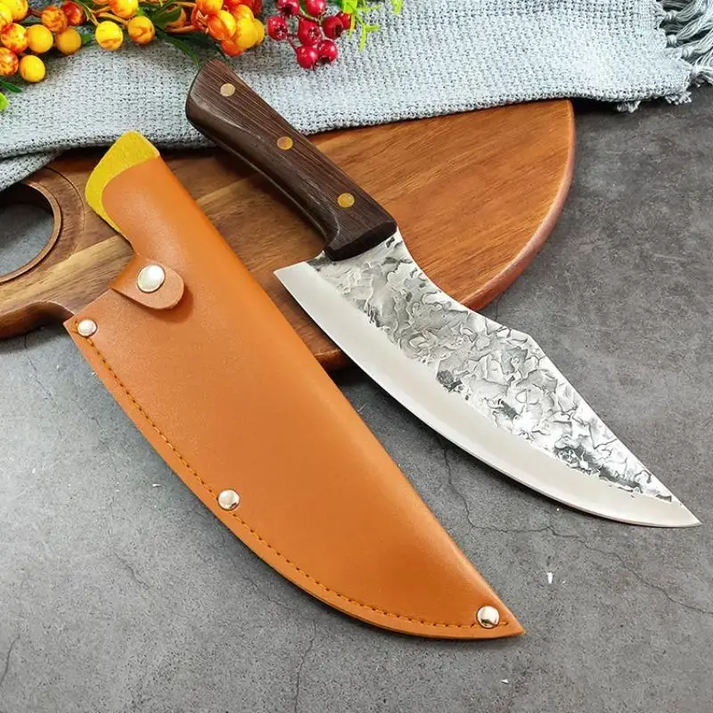 Professional Chef Knife with Handle, Damascus Style Stainless Steel Kitchen Knife with Cover, Sharp Cutting Meat Knife for Ki...