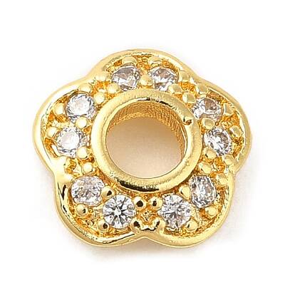 Rack Plating Brass Micro Pave Cubic Zirconia Bead Caps
