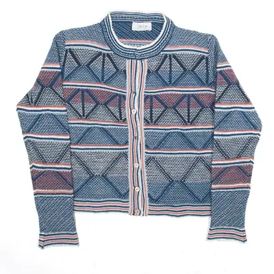 CARTOON Patterned Jumper Blue Striped Womens M