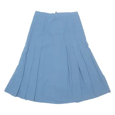 ARA MODELL Womens Pleated Skirt Blue Midi Wool M