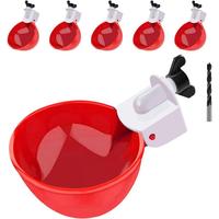 Chicken Waterer Cups 6 Packs Large Automatic Water Cups with Fitting for Poultry, Duck, Goose, Turkey with Mounting Hole Open...
