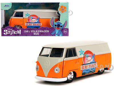 1961 Volkswagen Bus Stitch's Surf Shack Orange and Gray Disney's Stitch Hollywood Rides Series 1/32 Diecast Model Car b...