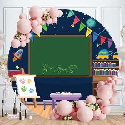 Aperturee Lovely And Round Class Welcome Back To School Backdrop | Circle Party Backdrop | Birthday Round Backdrop Cover | Ro...