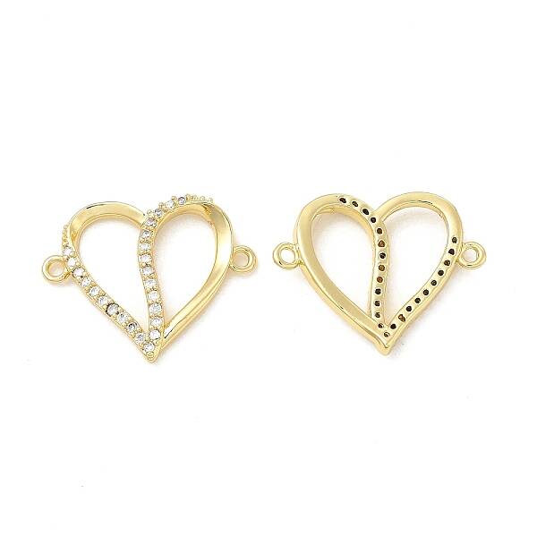 Brass Micro Pave Clear Cubic Zirconia Connector Charms