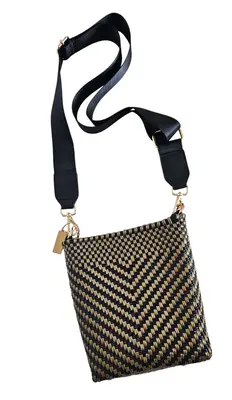 Milano Slim Crossbody Bag - Luxe Gold Black | Color: Sporty Strap