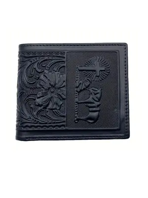 Men's Business Style Floral Embossed Short Wallet, Vintage Trendy Bifold Wallet, Fashionable Multi-card Slot Card Holder for ...