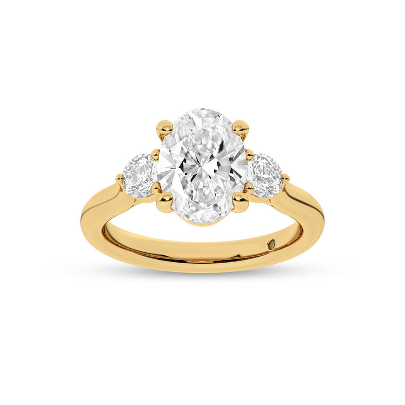 Aevum Classic Three Stone Oval Lab Grown Diamond Engagement Ring | 14K Yellow Gold 2 1/2 CT. TW.