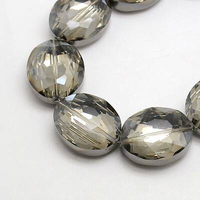 Faceted Electroplate Crystal Glass Oval Beads Strands