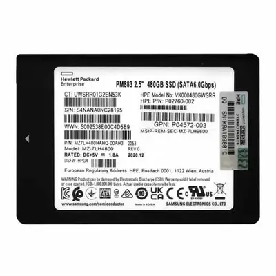 P02760-002 HP 480GB SATA 6Gb/s Read Intensive 2.5-inch Solid State Drive