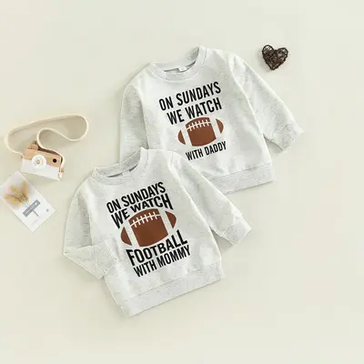Toddler Kid Baby Girl Boy On Sunday We Watch Football with Mommy/Daddy Sweatshirt Oversized Sweater Fall Clothes 1-6 Years