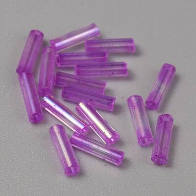 300Pcs Transparent Glass Round Bugle Beads