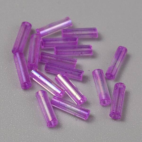 300Pcs Transparent Glass Round Bugle Beads