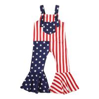 Toddler Boy Girl Bell Bottoms Overalls Fourth of July American Flag Overalls Shorts Kids Summer Suspender Jumpsuit Romper Out...