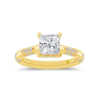 Quell Petite Hidden Halo Princess Cut Lab Grown Diamond Engagement Ring | 14K Yellow Gold 3 3/4 CT. TW.