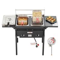 VEVOR Outdoor Propane Deep Fryer, Double Burners Commercial Fryer, 16 Qt Stainless Steel Cooker with Removable Baskets & Lids...