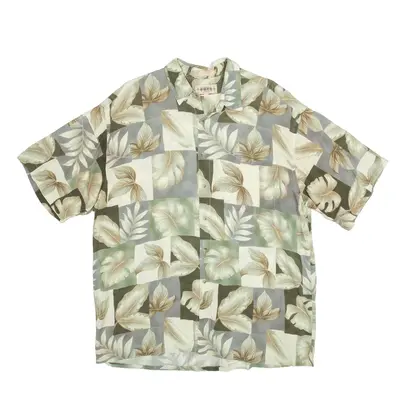 CAMPIA MODA Hawaiian Shirt Green Floral Short Sleeve Mens XL