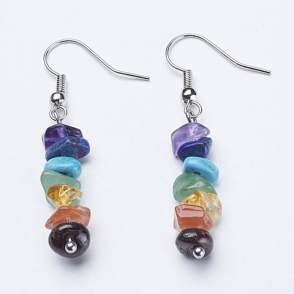 Natural & Synthetic Mixed Gemstone Dangle Earrings