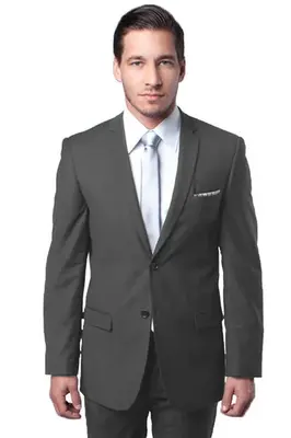 Men's Slim Fit 2 Button Wedding Suit - Medium Grey Basic