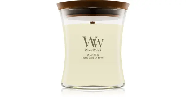 Woodwick Solar Haze scented candle with wooden wick with wooden wick 275g