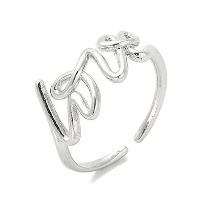 Word Love Brass Open Cuff Ring for Women