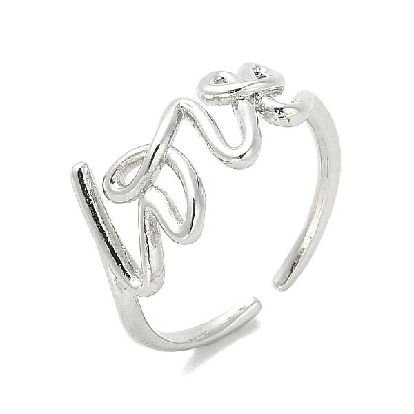 Word Love Brass Open Cuff Ring for Women