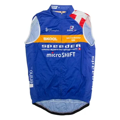 DAREVIE Full Zip Cycling Mens Jersey Blue Sleeveless High Neck M