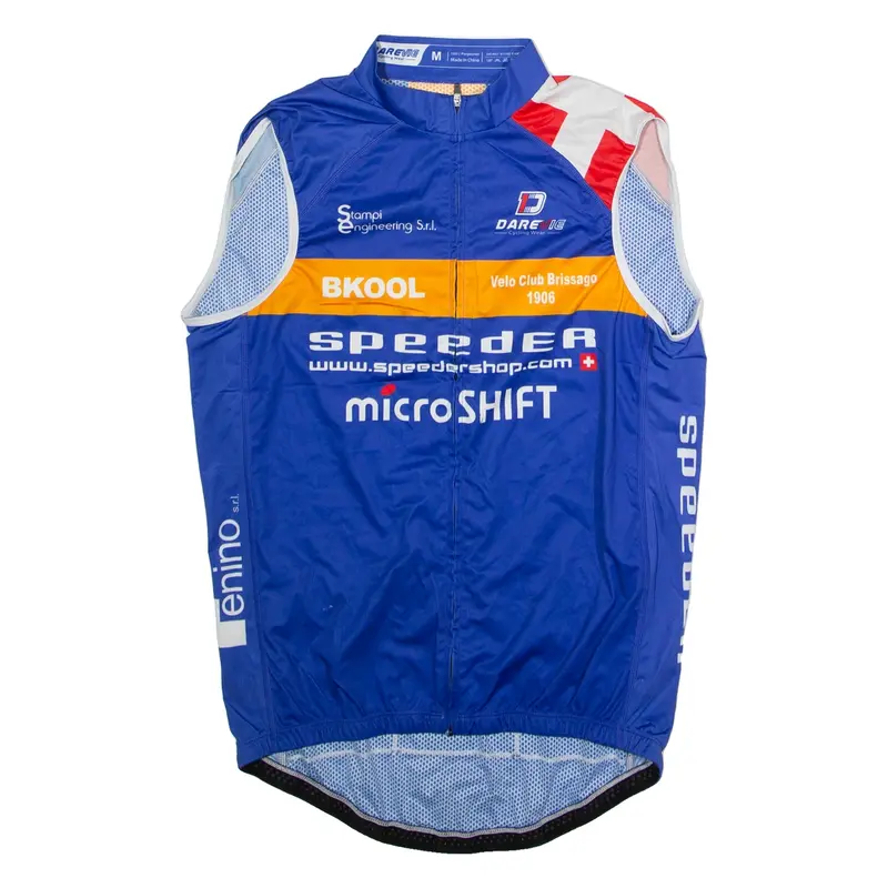 DAREVIE Full Zip Cycling Mens Jersey Blue Sleeveless High Neck M