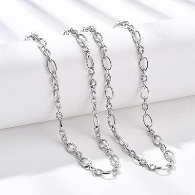 5.5MM 304 Stainless Steel Textured Oval Link Chain Necklaces