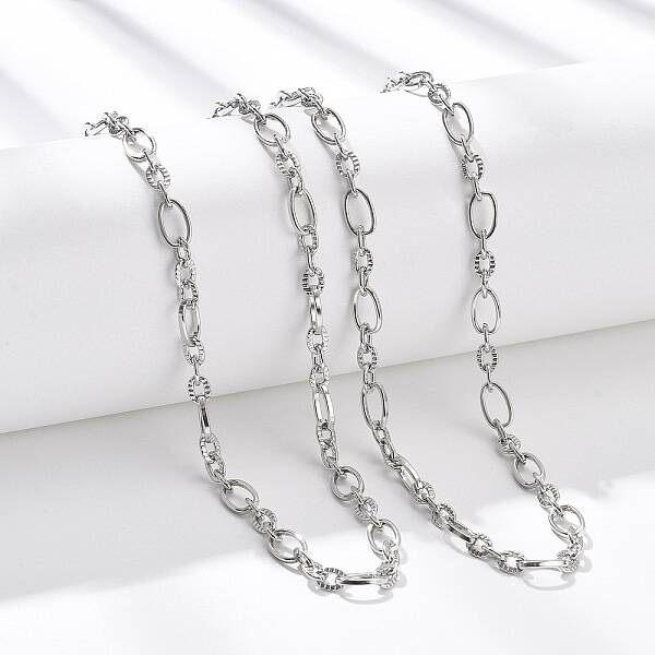 5.5MM 304 Stainless Steel Textured Oval Link Chain Necklaces