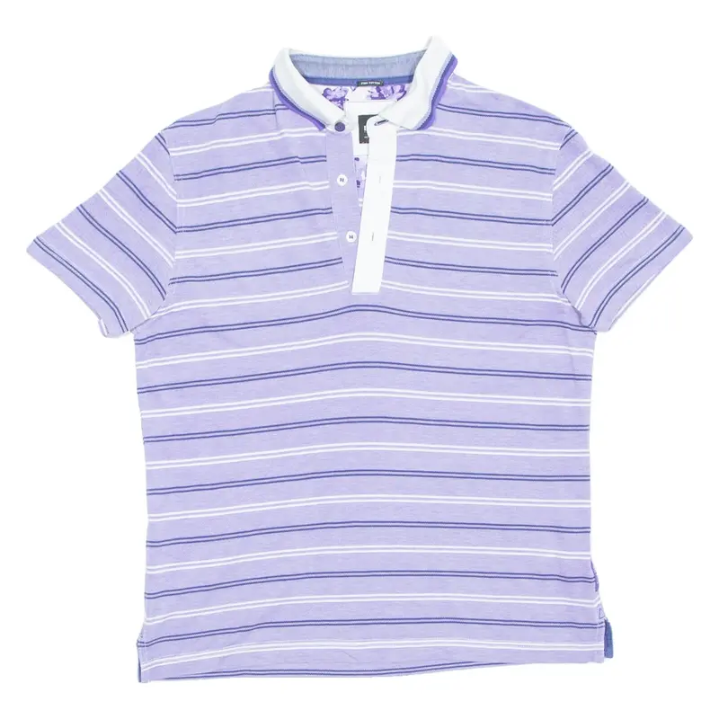 BOSS Mens Polo Shirt Purple Striped S