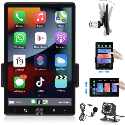 ăRoinvouă10.4 Inch Single Din Car Stereo with Carplay Android Auto, Touch Screen Car Radio with Bluetooth Mirror Link, Vi...