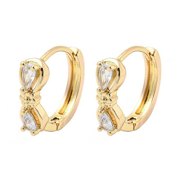 Brass Micro Pave Clear Cubic Zirconia Hoop Earrings for Women