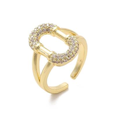 Brass Micro Pave Cubic Zirconia Open Cuff Rings