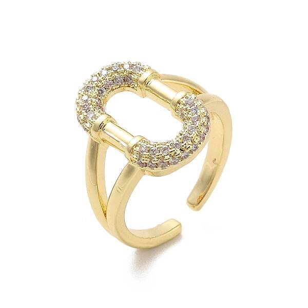 Brass Micro Pave Cubic Zirconia Open Cuff Rings