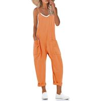 Women's Causal Jumpsuits V Neck Spaghetti Straps Sleeveless Overalls for Women Harem Long Pants Romper with Pockets Casual Wo...