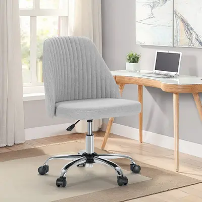Furnest Furniture Indoor Furniture Armless Desk Chair with Wheels, Modern Design for Small Spaces, Adjustable Swivel Feature
