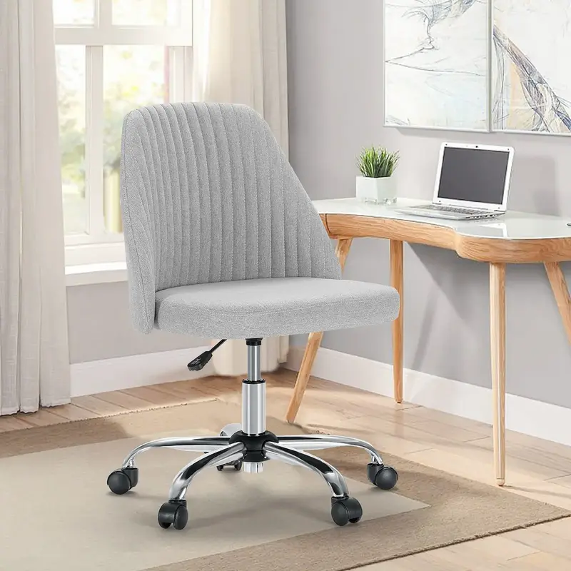 Furnest Furniture Indoor Furniture Armless Desk Chair with Wheels, Modern Design for Small Spaces, Adjustable Swivel Feature