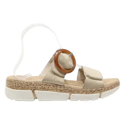 RIEKER Slider Sandals Beige Leather Womens UK 6