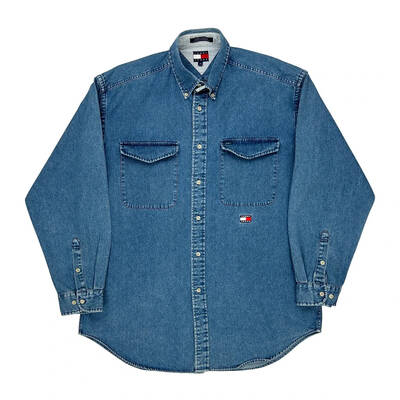 Tommy Jeans Denim Shirt - Medium Blue Cotton