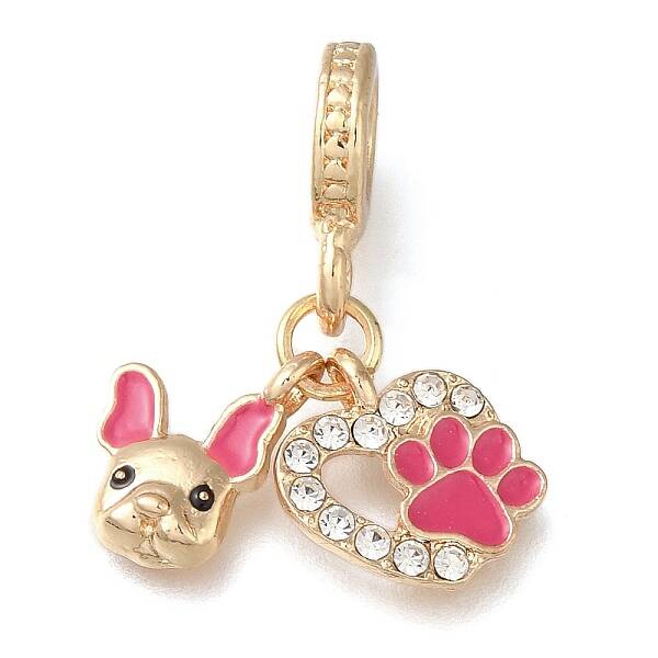 Rack Plating Alloy Hot Pink Enamel European Dangle Charms