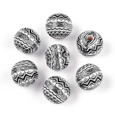 Bohemian Style Printed Schima Wood Beads