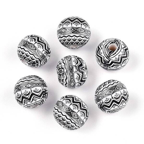 Bohemian Style Printed Schima Wood Beads