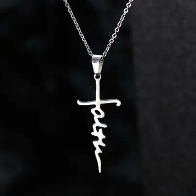 [Aileen fashion] Alphabet cross necklace versatile disco girl cross necklace jewelry popular accessories fashion advanced per...