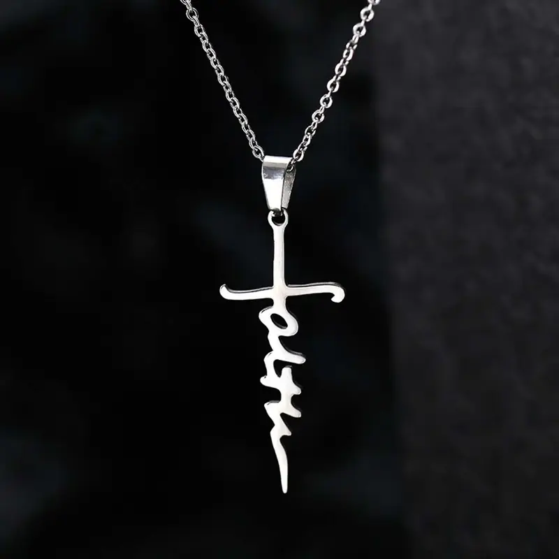 [Aileen fashion] Alphabet cross necklace versatile disco girl cross necklace jewelry popular accessories fashion advanced per...