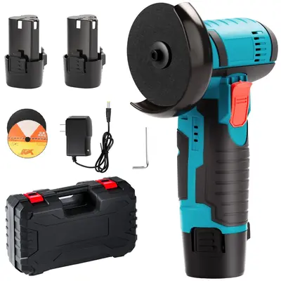 Cordless Angle Grinder Tool, 19500RPM Mini Cutting Machine, with 2 Pieces Batteries, 12V Wireless Electric Angle Grinder Tool...