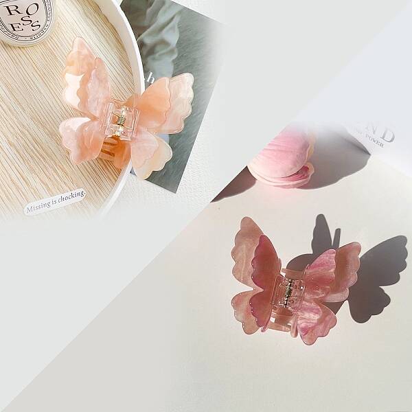 Double Layered Butterfly Acrylic Claw Hair Clips