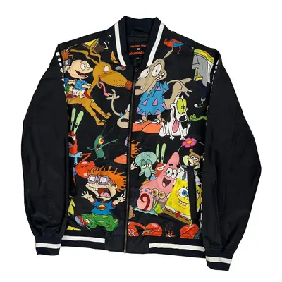 Nickelodeon Members Only Graphic Bomber Jacket - XL Black Polyester