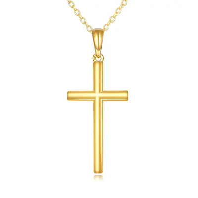 14K Gold Cross Pendant Necklace